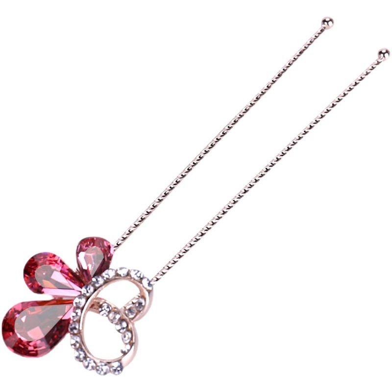 Plated Inlaid Rhinestone Updo Pin Hairpin Hair Pin U Barrettes Adult Cheongsam Performance Head Accessories U hairpin