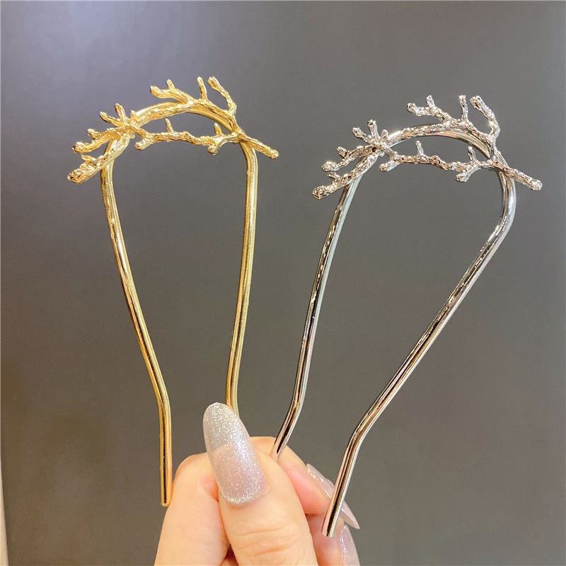 INS Metal Hairpin Minimalistic Temperamental U-Shaped Updo Bow Hair Clasp Bun Hairpin Pin Hair Accessories Headwear