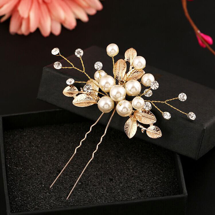 Korean Style Bridal Wedding Updo Hairpin Handmade Pearl U-Shaped Headdress Flower Hairpin Hair Beads Wholesale Photo Studio Dedicated
