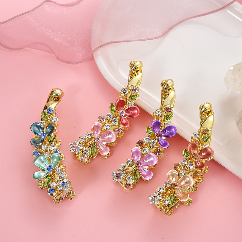 Half Tie Ponytail Clip Women&#039;s More than Hair Clip Rhinestone Vertical Clip Headdress Twist Clip Hairpin Banana Hairpin
