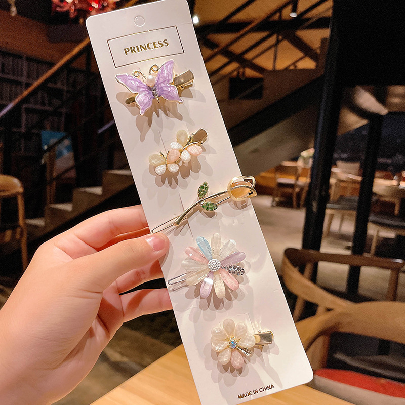 Crystal Rhinestone Hairpin Simple Barrettes Female Bang Clip Korean Elegant Princess Clip Hairware Alloy Hairpin