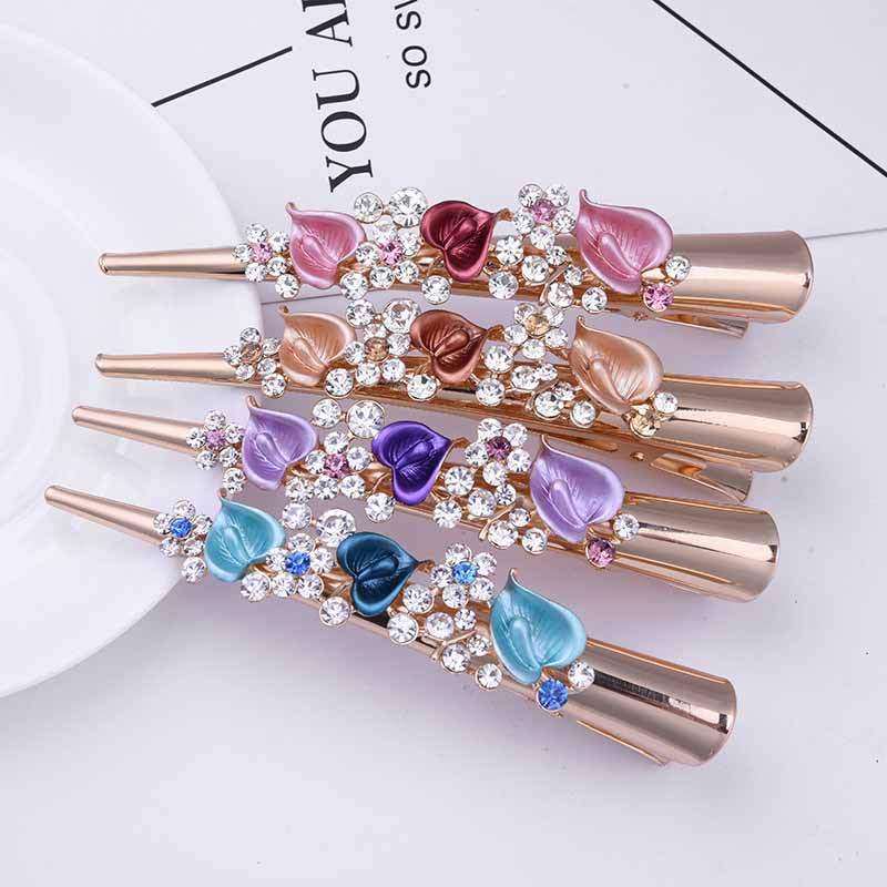 New fashion hairpin original lady 13cm needlepoint clip alloy painted duck clip headwear custom painted lacquer horn clip