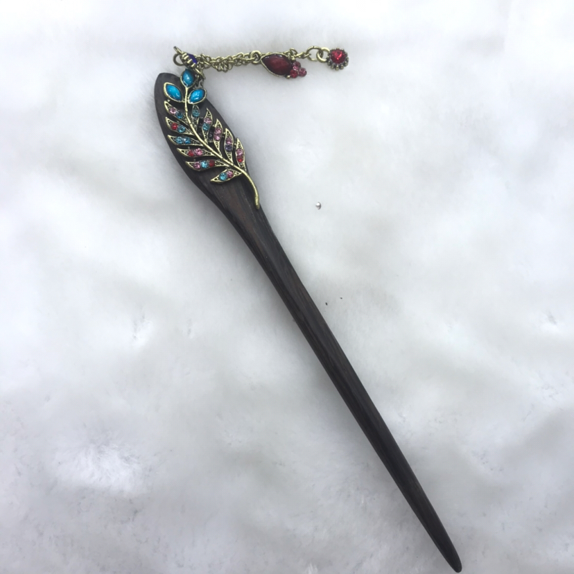 Natural Log Material Door Frame Alloy Tassel Hairpin Updo Retro Style Hairpin Han Chinese Clothing Accessories