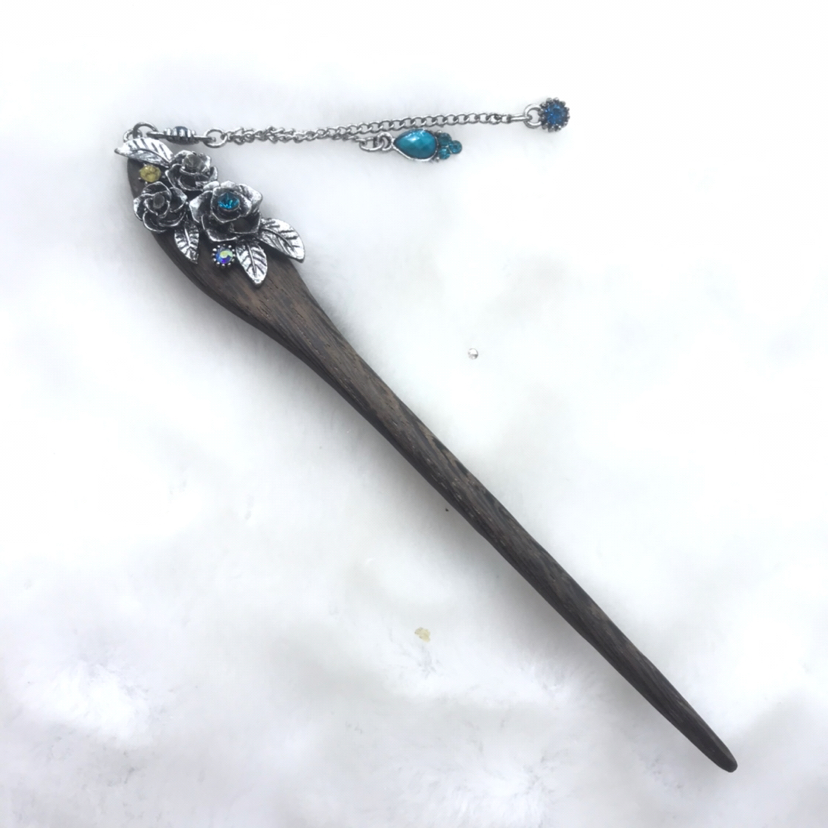 Natural Log Material Door Frame Alloy Tassel Hairpin Updo Retro Style Hairpin Han Chinese Clothing Accessories