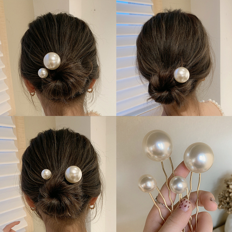 NS Elegant Antique Style Imitation Pearl Hairpin Simple Modern Hairpin Graceful Online Influencer Bun Updo Hair Accessories