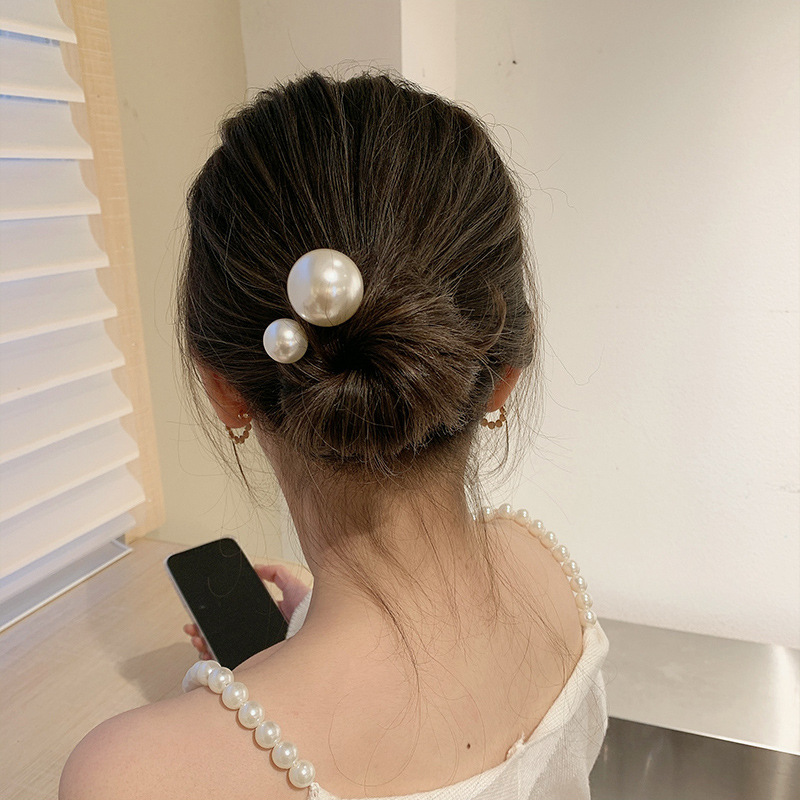 NS Elegant Antique Style Imitation Pearl Hairpin Simple Modern Hairpin Graceful Online Influencer Bun Updo Hair Accessories