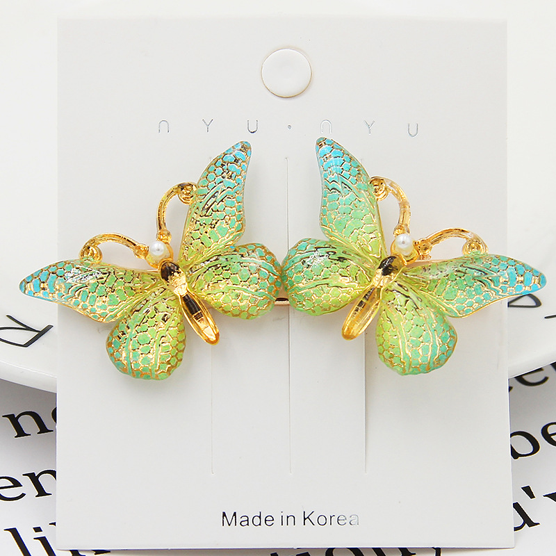 Korean Ins New Fairy Beautiful Hairpin with Diamond Butterfly Clip Elegant Colorful Butterfly Pearl Hairpin Fringe Clip Side Clip