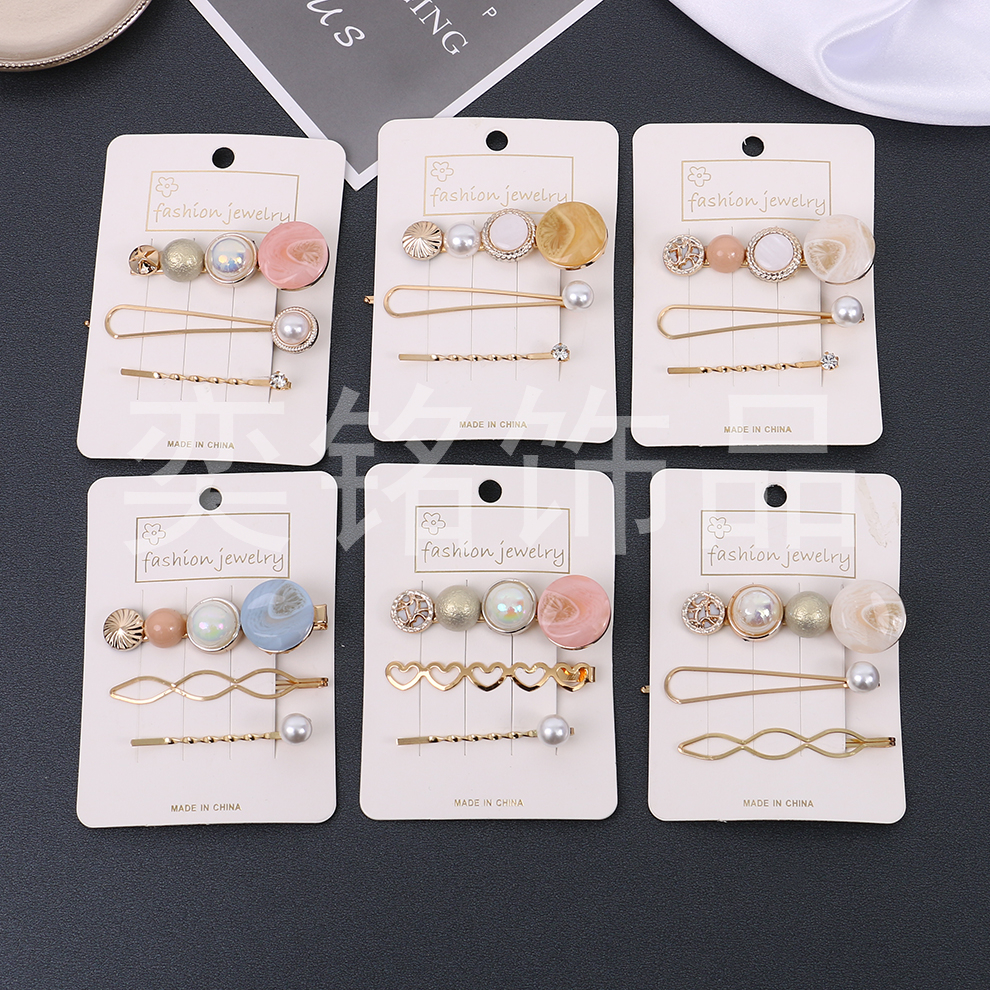 Internet Influencer Pearl Hairpin Fresh Style Set Hair Accessories Set Girl Cute Side Clip Adult Headwear Japanese and Korean Simple