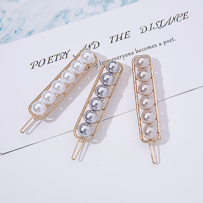 Factory Direct Sales Korea Net Red Pearl Hair Clip Hairpin Adult Side Clip Fashion Pearl Hairpin Wholesale