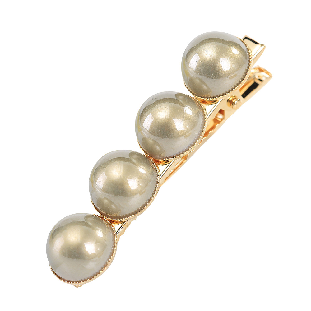 Manufacturers direct macaroon beans pearl hairpin sweet lovely young duck mouth hairpin bangs clip Korean women