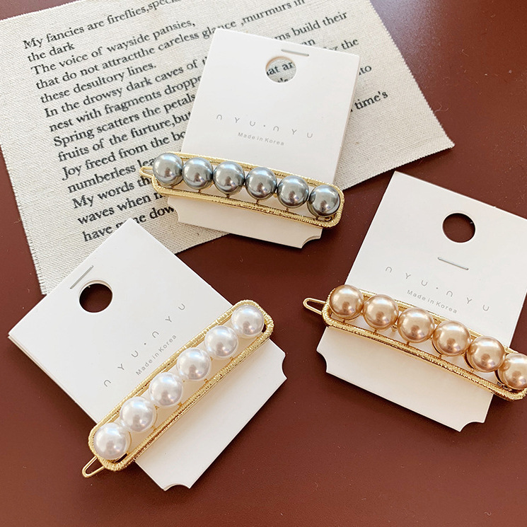 Web celebrity ins wind hollow out hair act the role ofsouth Korea imports metal pearl hairpin lovely retro edge clip simple female headwear