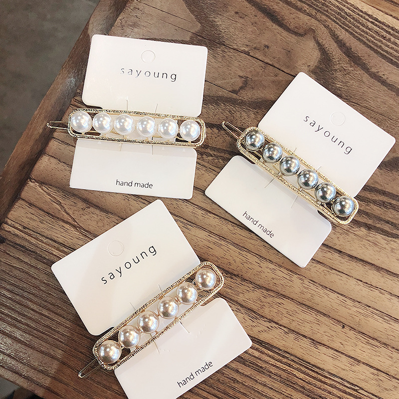 Web celebrity ins wind hollow out hair act the role ofsouth Korea imports metal pearl hairpin lovely retro edge clip simple female headwear
