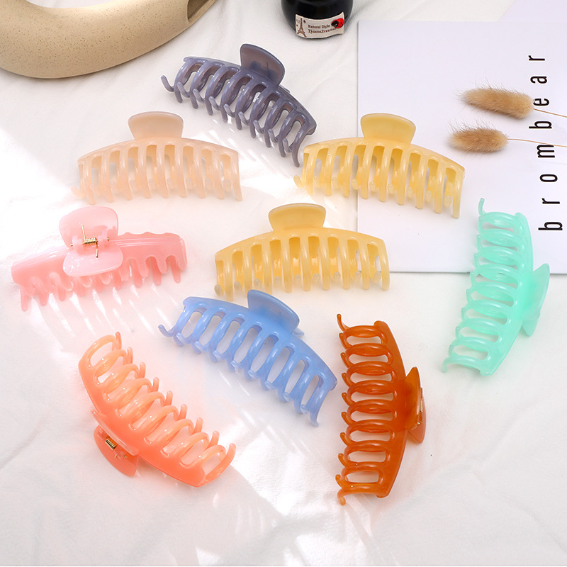 Color Bath Hair Claw Korean Hair Claw Girl Back Head Shark Clip Large Updo Hair Clip Headwear for Women Claw Hairpin
