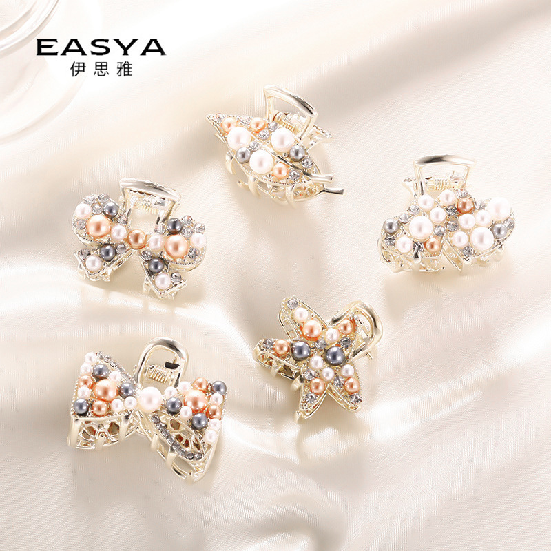 Elegant Bangs Small Claw Korean Style Love Heart-Shaped Hairpin Hair Accessories All-Matching Headdress Pearl Hairpin