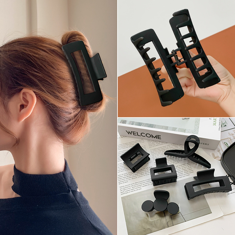 Black Hair Jaw Clip High Ponytail Barrettes Back Head Fixed Gadget Elegant Hair Pin Shark Clip Headdress Black Hairpin
