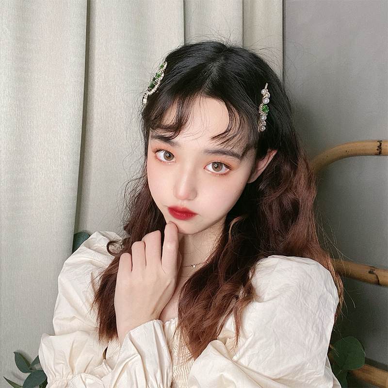 Barrettes Female Retro Minority Word Hairpin Bangs Small Exquisite Clip Hair Accessories Diamond Hairpin