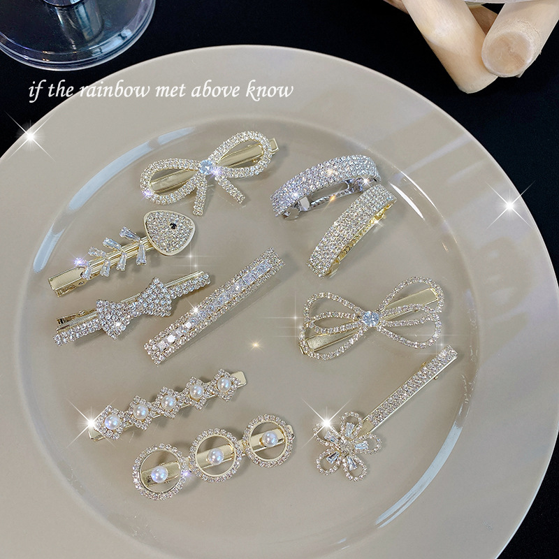  Internet Celebrity Side Clip Bang Clip Duckbill Clip Sweet Girly Temperamental Hair Claw Headdress Diamond Hairpin