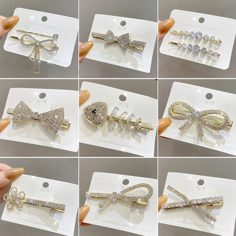  Internet Celebrity Side Clip Bang Clip Duckbill Clip Sweet Girly Temperamental Hair Claw Headdress Diamond Hairpin