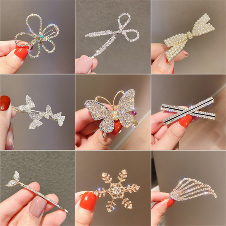 Barrettes Duckbill Hair Accessories Pearl Bobby Edge Clip Back Head Clip Hairware Bang Hairpin Women Diamond Hairpin