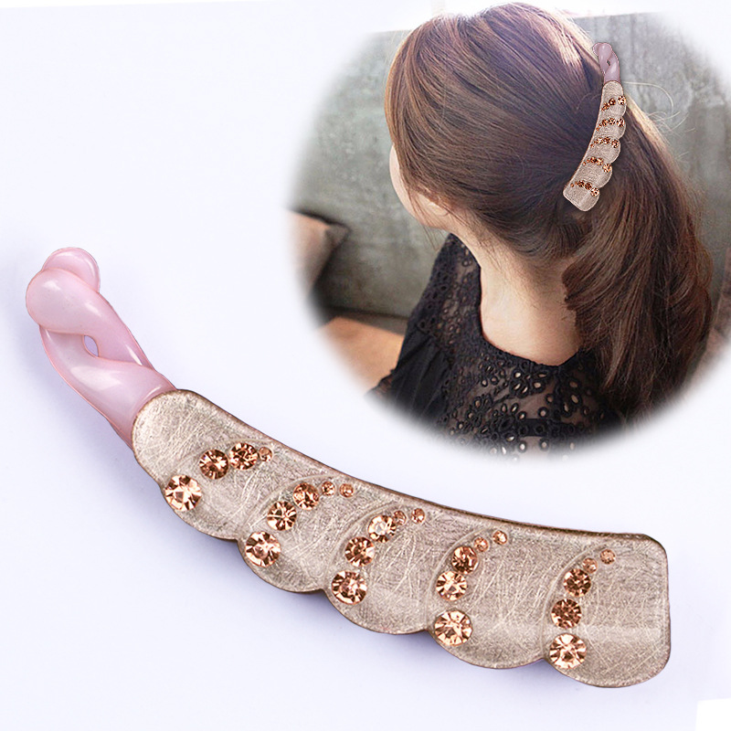 Simple Elegant Tie Ponytail Hairpin Barrettes Toothed Non-Slip Hair Band Banana Clip Hair Accessories Acrylic Hairpin