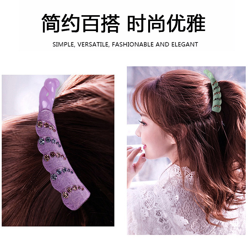Simple Elegant Tie Ponytail Hairpin Barrettes Toothed Non-Slip Hair Band Banana Clip Hair Accessories Acrylic Hairpin