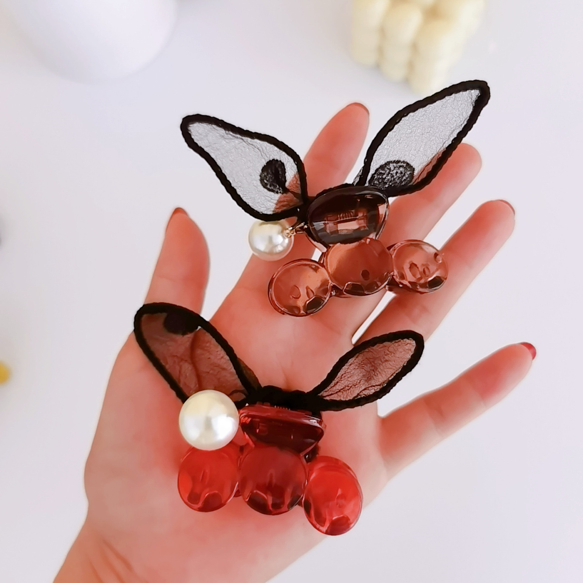 Aitong Ornament Korean New Mesh Rabbit Ears Grip Cute Girl Three-Dimensional Side Clip Bang Clip Rabbit Hairpin