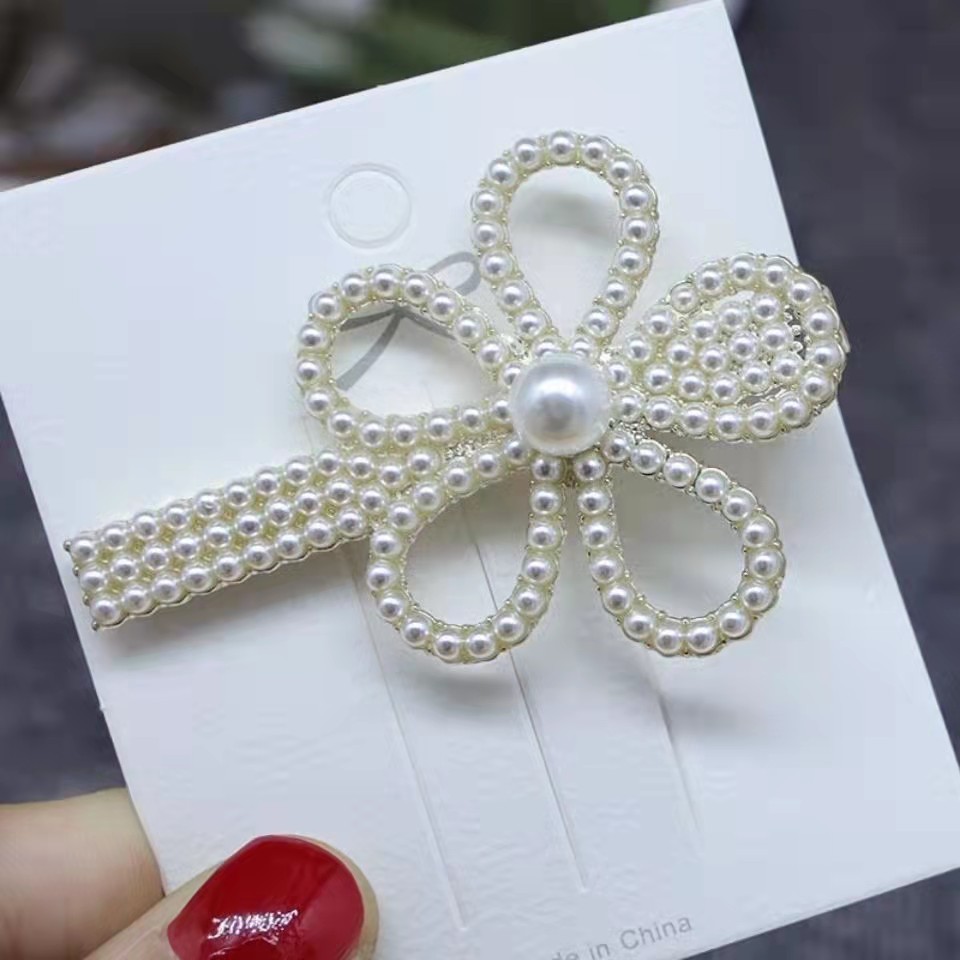 Rhinestone Flower Barrettes Hairpin Sweet Retro Bang Clip Edge Elegant Graceful Red Hair Ornament Diamond Hairpin