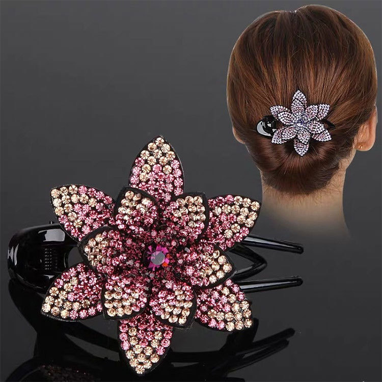 Dignified Flowers Back Head Hairpin Large Size FlowerShaped Hairpin for Updo Duckbilled Hair Accessories Female Whole
