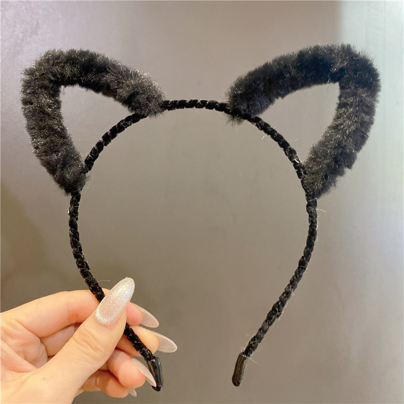 Korean Style Cat Ears Hairpin Headband Female Online Influencer Fairy Outer Wear Face Wash Hair Band Students All-Match Photo Prop Headdress