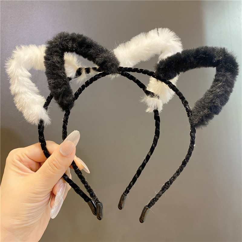 Korean Style Cat Ears Hairpin Headband Female Online Influencer Fairy Outer Wear Face Wash Hair Band Students All-Match Photo Prop Headdress
