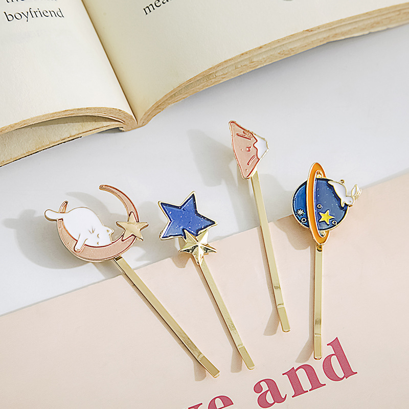 Cat Starry Barrettes Cute Personality Creative Word Clip Ins Girl Clip Hairware New Bangs Hairpin Alloy Hairpin  