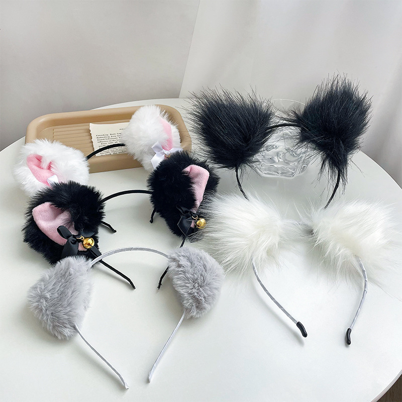 Plush Cute Cat Cat Ear Headband Fox Headband Headdress Female Barrettes Cat Hairpin Animal Ears Tide