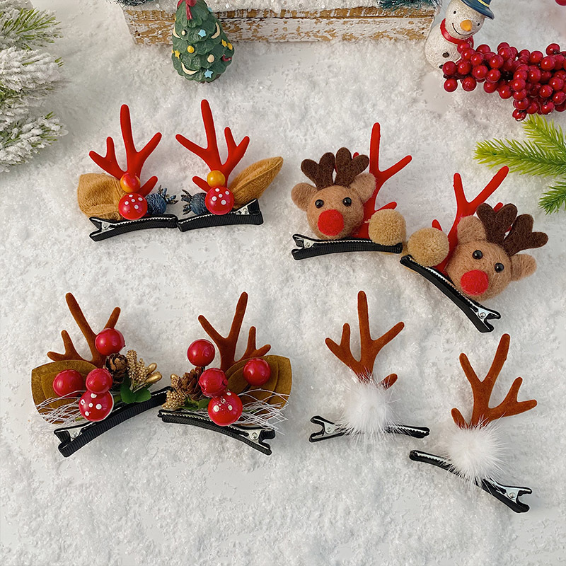  Clip Internet Celebrity  Hairpin Sweet Girl Versatile Super Cute Hairpin a Pair of Hairclips Antler Hairpin