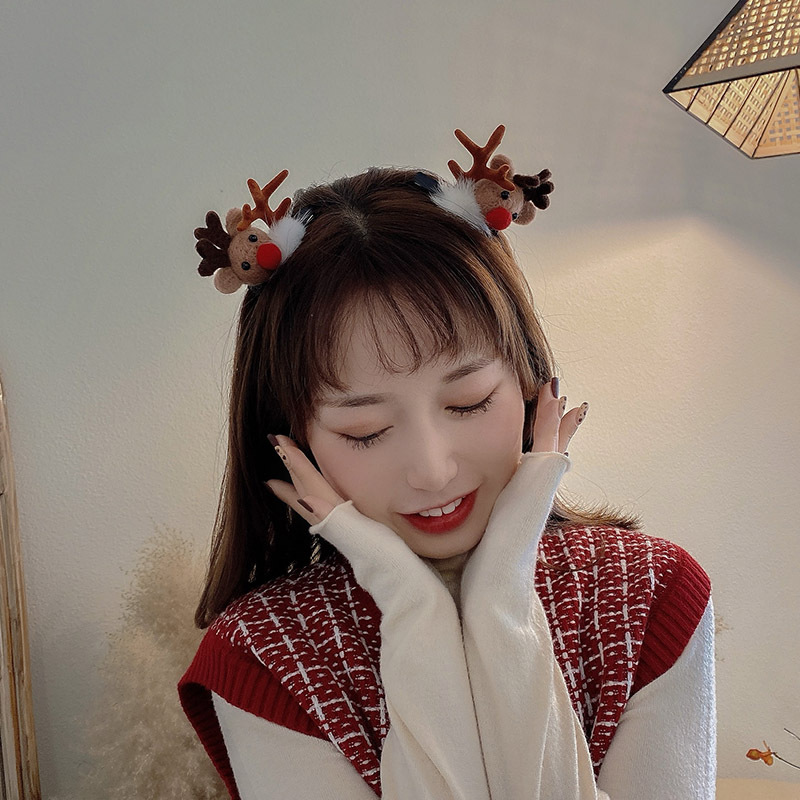  Clip Internet Celebrity  Hairpin Sweet Girl Versatile Super Cute Hairpin a Pair of Hairclips Antler Hairpin