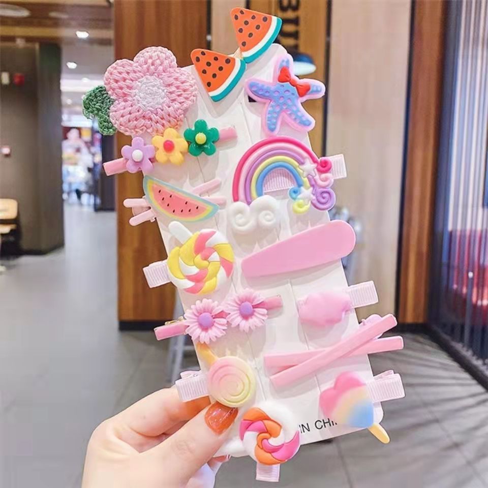 New Baby Princess Candy Color Hair Accessories 14-Piece Set Cute Flowers Animal Hairpin Barrettes Set