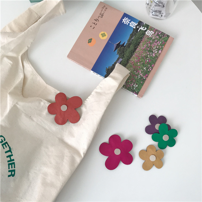 Korean Ins Luo Xi Same Candy Color Simple Large Flower Children Baby Parent-Child Hairpin Side Clip Leather BB Clip