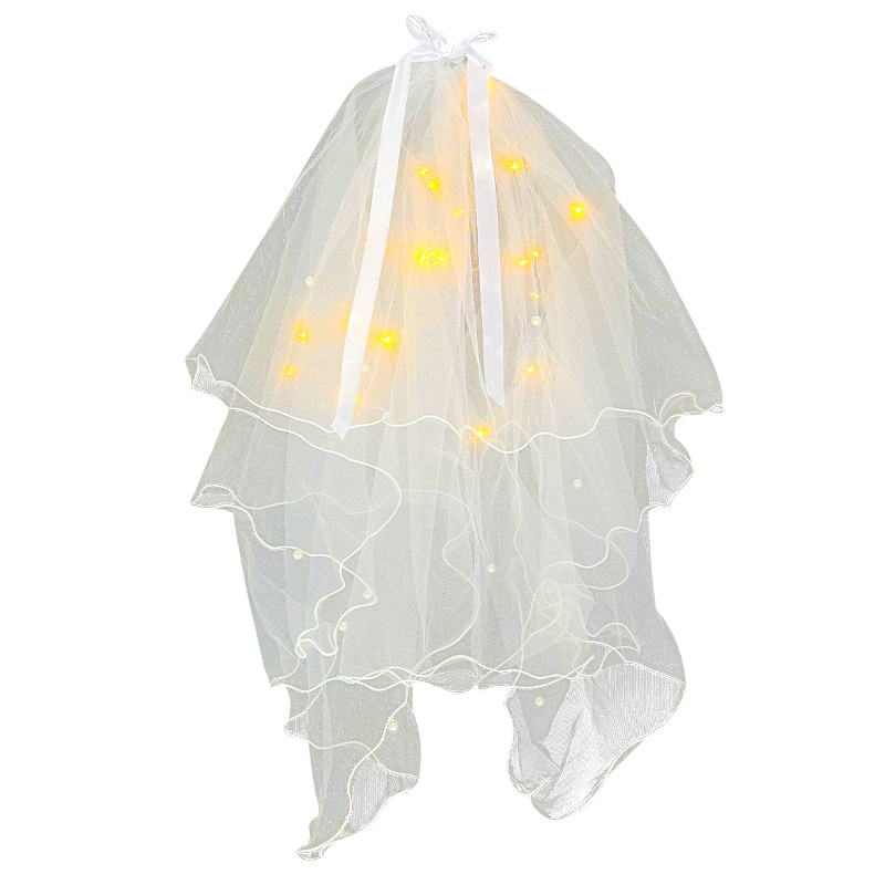 Tiktok Same Style Luminous Veil Super Fairy Bow with Light Hairpin Warm Light Children Baby Foto Prop Jewelry