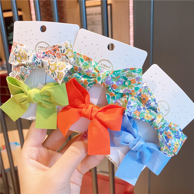 Baby Hair Accessories Bang Clip Girl&#039;s Hairpin Floral Headdress Clip Korean Style Solid Color Bow Children Princess Barrettes