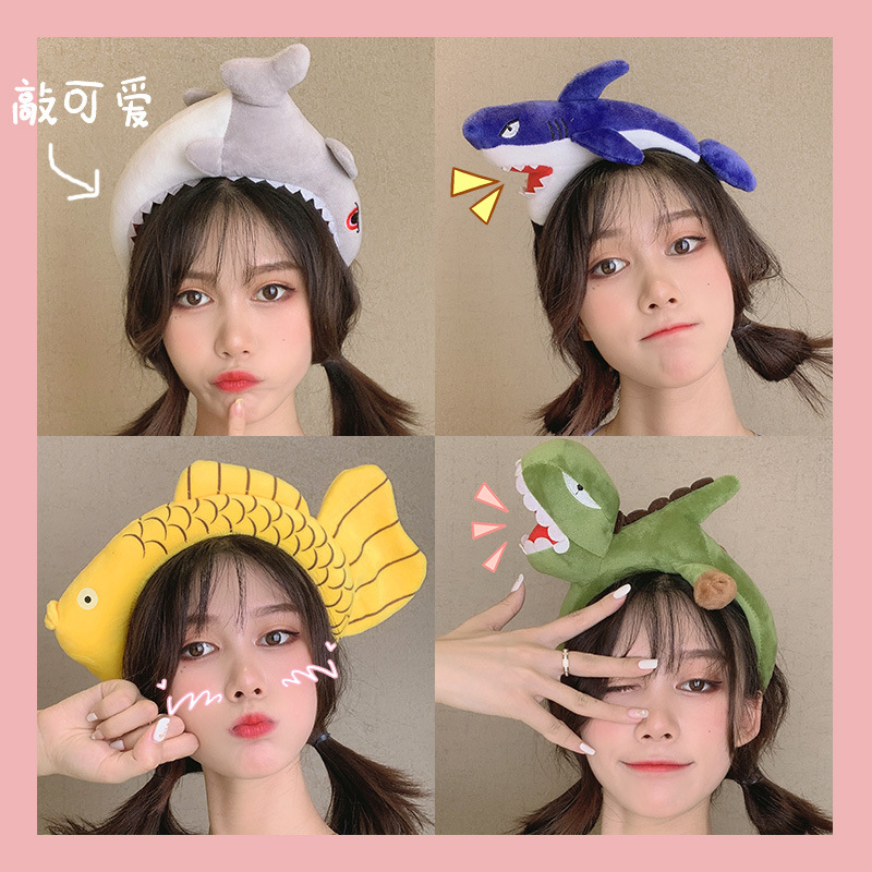 Cartoon Headband Super Cute Wide Brim Hair Pressing NonSlip Face Wash Bangs Headband AllMatch out Salted Fish Hairpin
