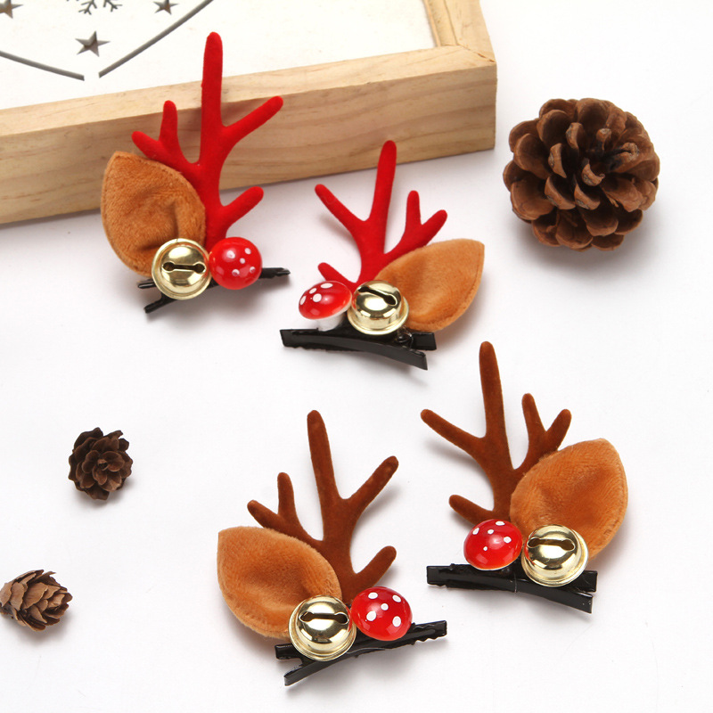 Christmas Hairpins Hairbands Japanese and Korean Mink Hair Photo Taking Flocking Coral Clip Cartoon Hairpin