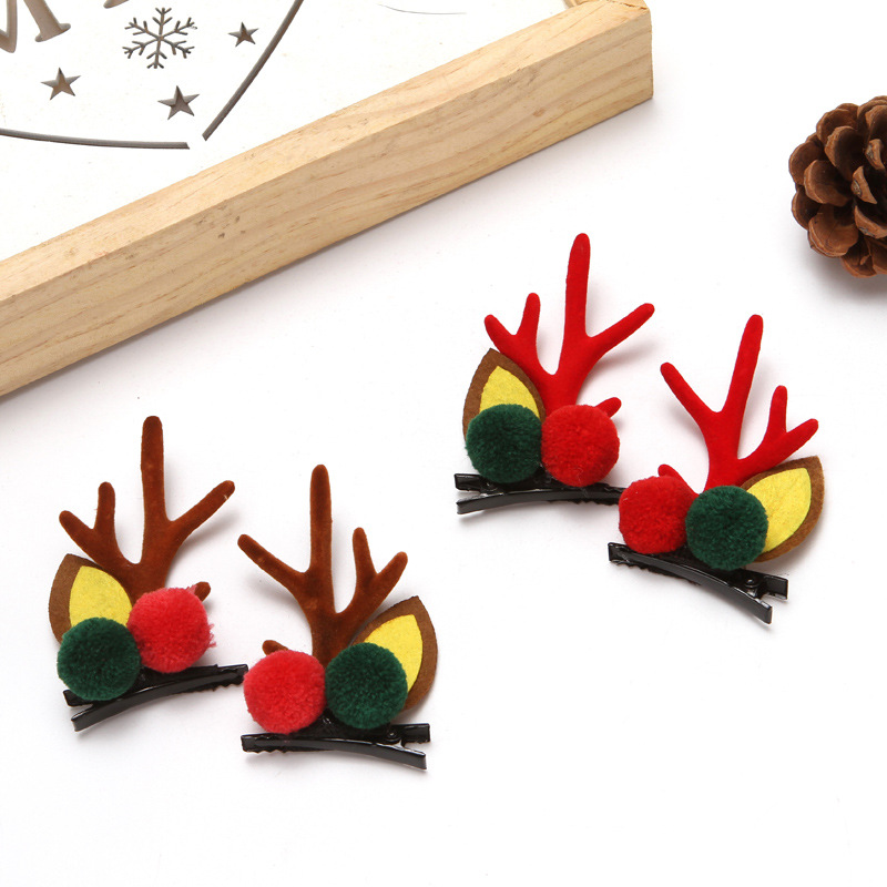 Christmas Hairpins Hairbands Japanese and Korean Mink Hair Photo Taking Flocking Coral Clip Cartoon Hairpin
