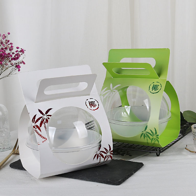 Pp High Temperature Resistant Poqi Rice Bowl Coconut Packaging Ball Bowl Mousse Transparent Hollow round Packing Box West Point to-Go Box