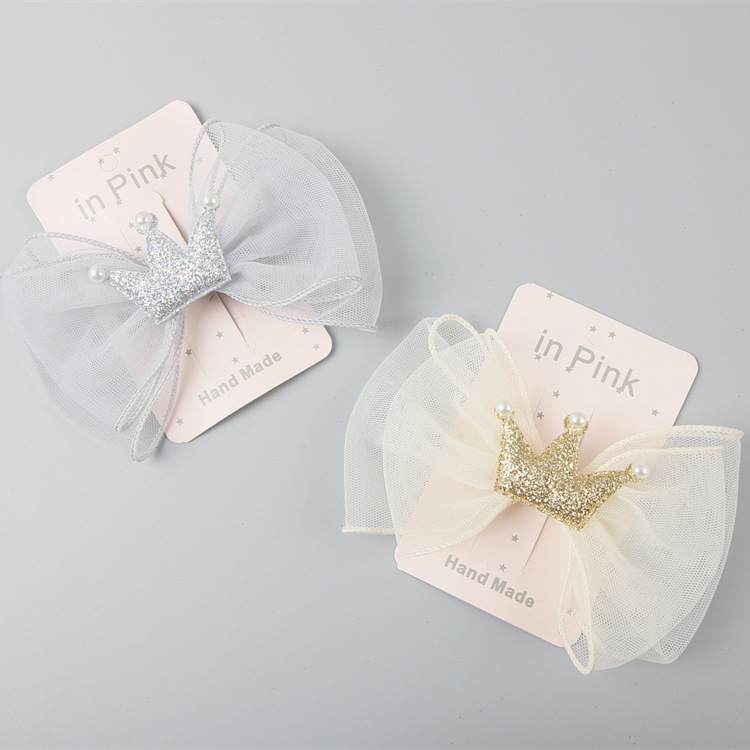 Korean Children Hairpin Headdress Girls Princess Mesh Crown Hairpin Girls Head Accessories