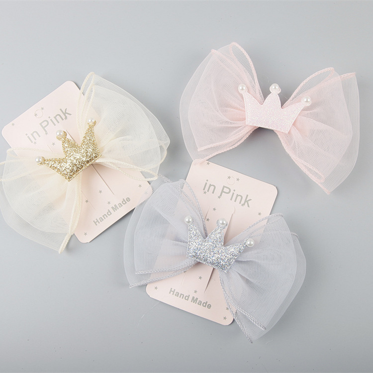 Korean Children Hairpin Headdress Girls Princess Mesh Crown Hairpin Girls Head Accessories