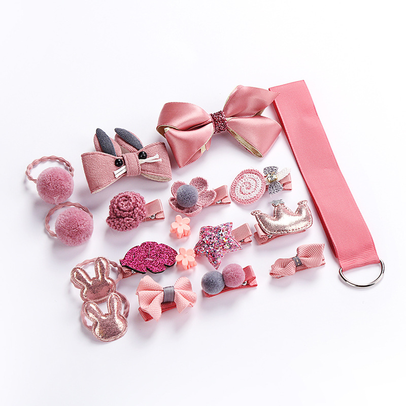  Children&#039;s Hair Clip Baby Hair Accessories Korean Hair Clip Princess Hairpin Crown Rope 18-Piece Set Gift Box