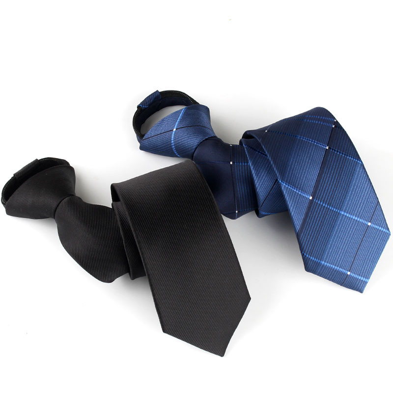 and Women&#039;s KoreanStyle Narrow Tie 6cm Formal Wear Business Zipper Lazy Tie KnotFree Pull Peels Black Skinny Necktie