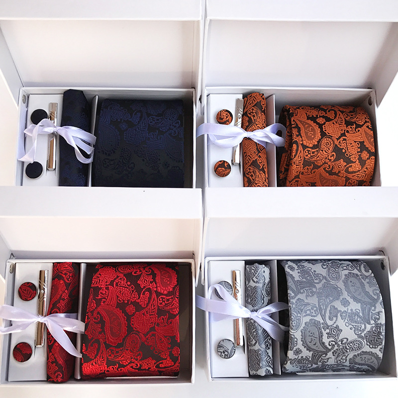Men&#039;s Tie Waist Flower 14 Colors Spot Gift Box 6 Pieces Set Team Necktie necktie