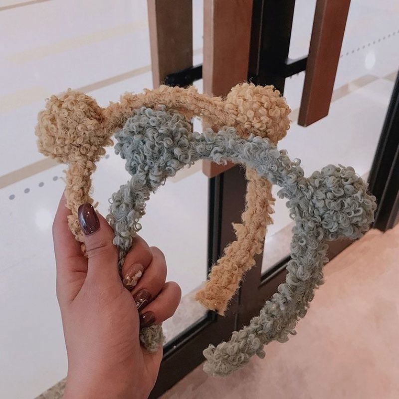 Bear Ears Plush Hairpin Zhao Lusi Same Style Fur Ball Instafamous Hairband Female Hairband Cute Super Cute Headband Hair Band
