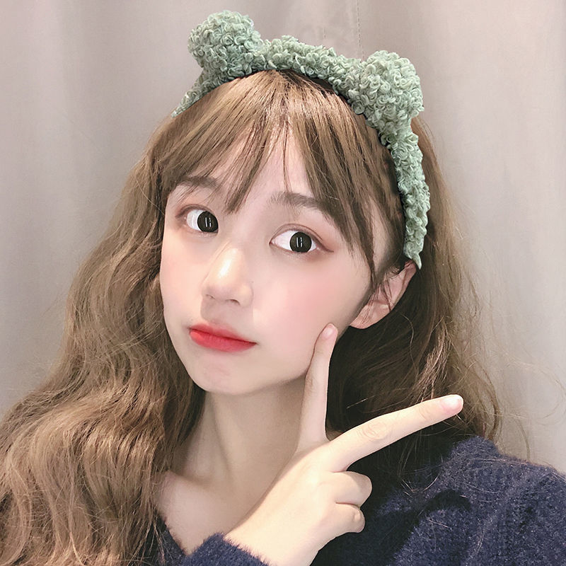 Bear Ears Plush Hairpin Zhao Lusi Same Style Fur Ball Instafamous Hairband Female Hairband Cute Super Cute Headband Hair Band