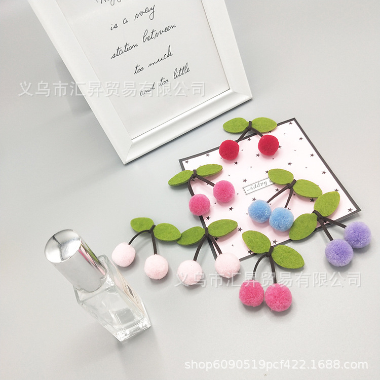 Cherry Pair Hair Ball Hair Clip Headdress Plush Ball Accessories Clothing Accessories Materials Fur Ball Ball Hairpin